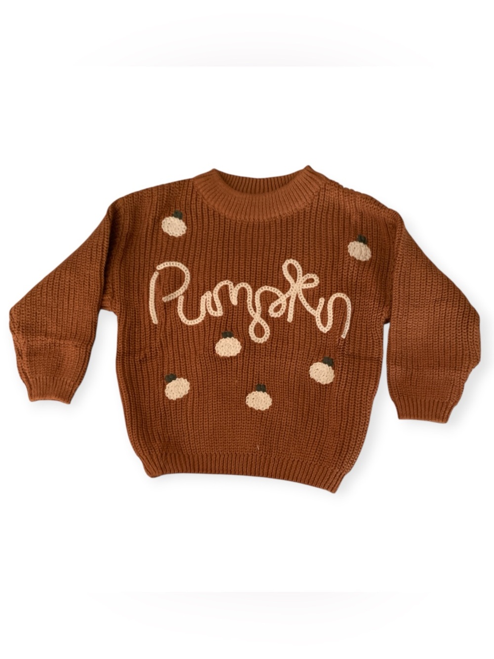 Infants Pumpkin Knit Sweater in Rust - Cozy Fall Pullover